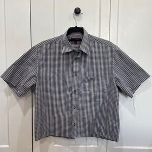 Nordstrom Gray and Blue Plaid Short Sleeve Shirt